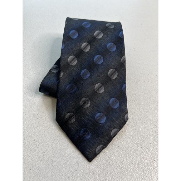 Lamberti Black, Gray, Blue Polka Dot Pattern 100% Silk Tie Made in Italy NWOT - Picture 1 of 7